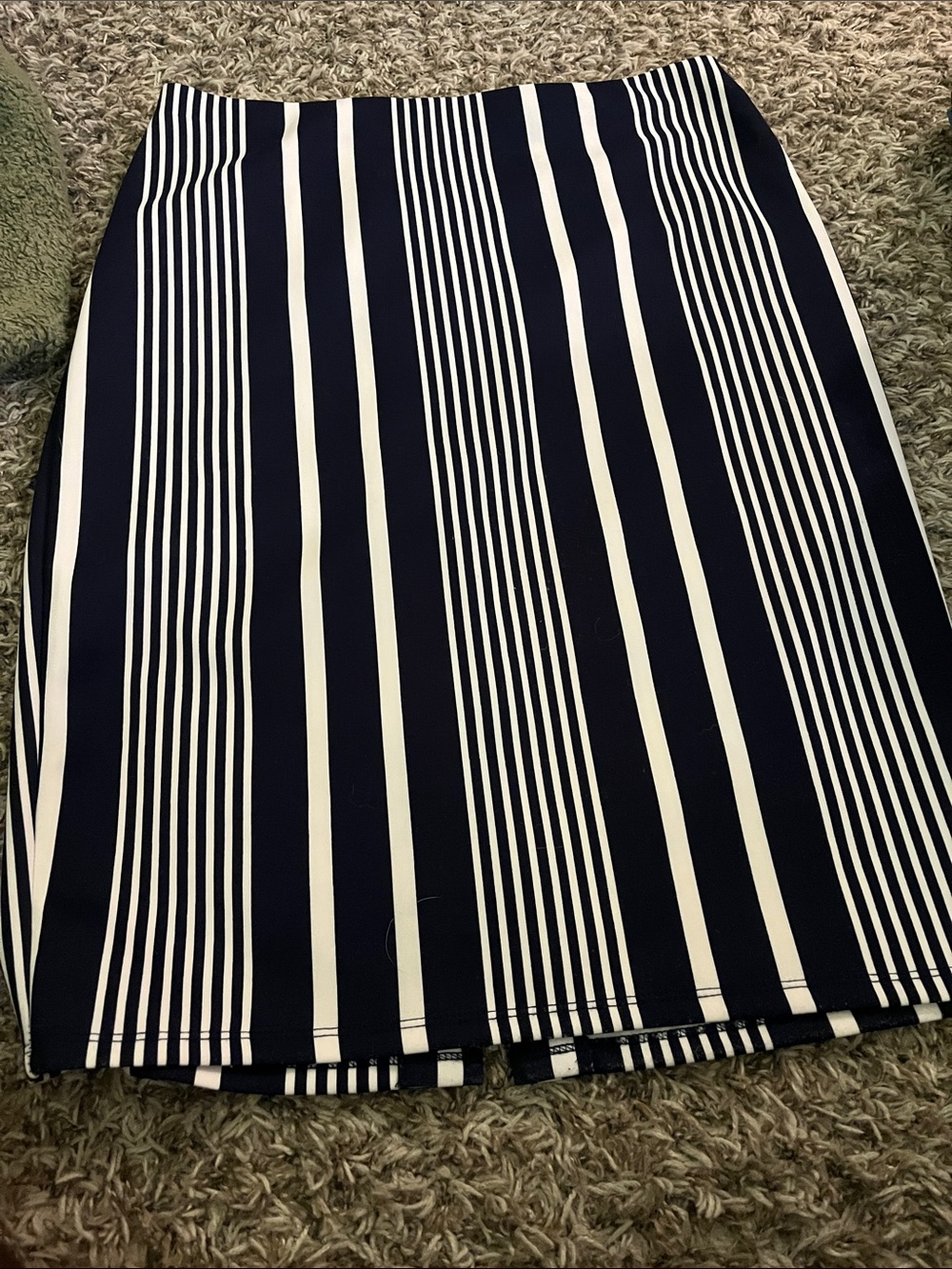 Navy and White Vertical Stripe Pencil Skirt